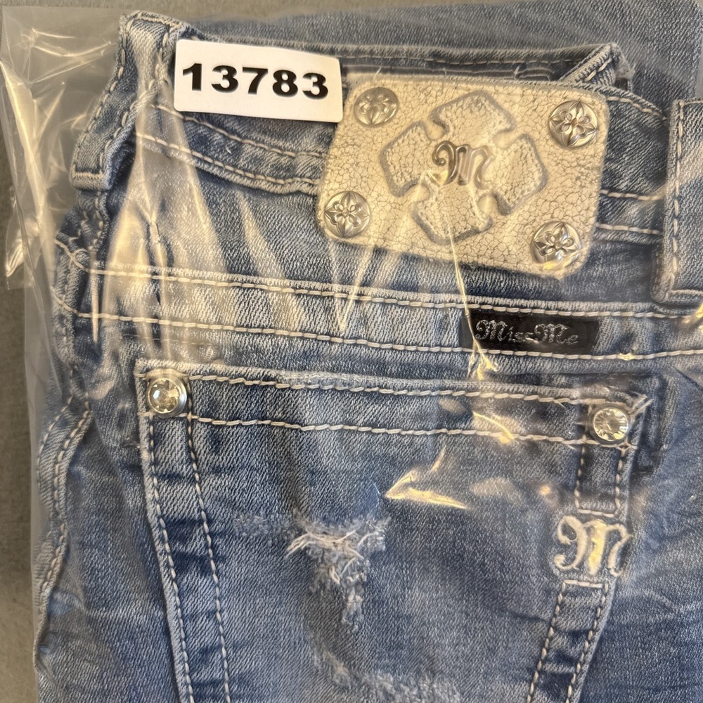 Miss Me Jeans Women's 2830Boot FACTORY DISTRESS RHINESTONE Thick Stitch VTG Y2K - Picture 9 of 9
